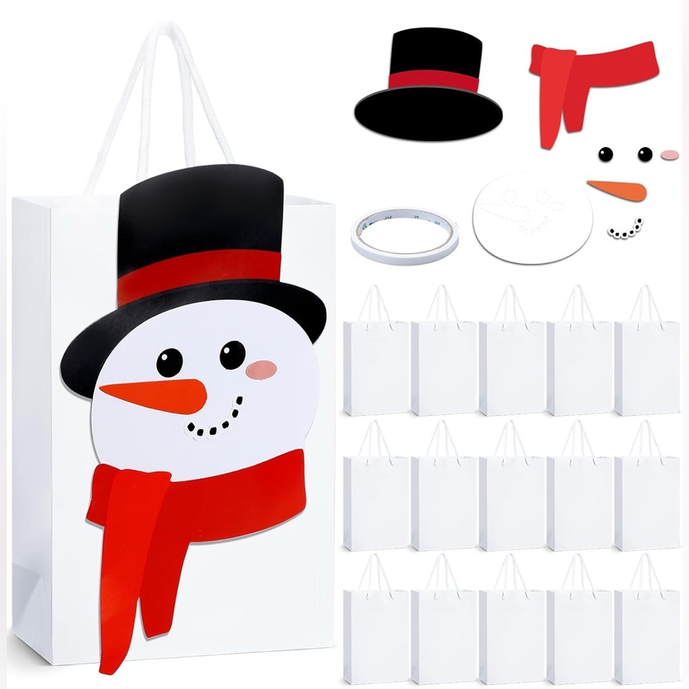 18 Pcs Christmas Bags DIY Your Own Christmas Crafts Kit Christmas Paper Bags